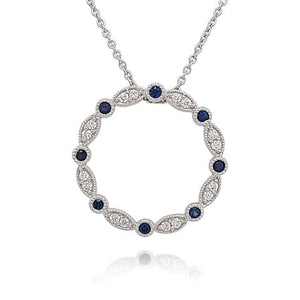 9K/18K W/Y 1.16mm Diamond and Colour Gemstone Circle Pendant Necklace