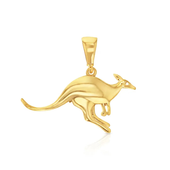 9KY Gold Plain Kangaroo Pendant