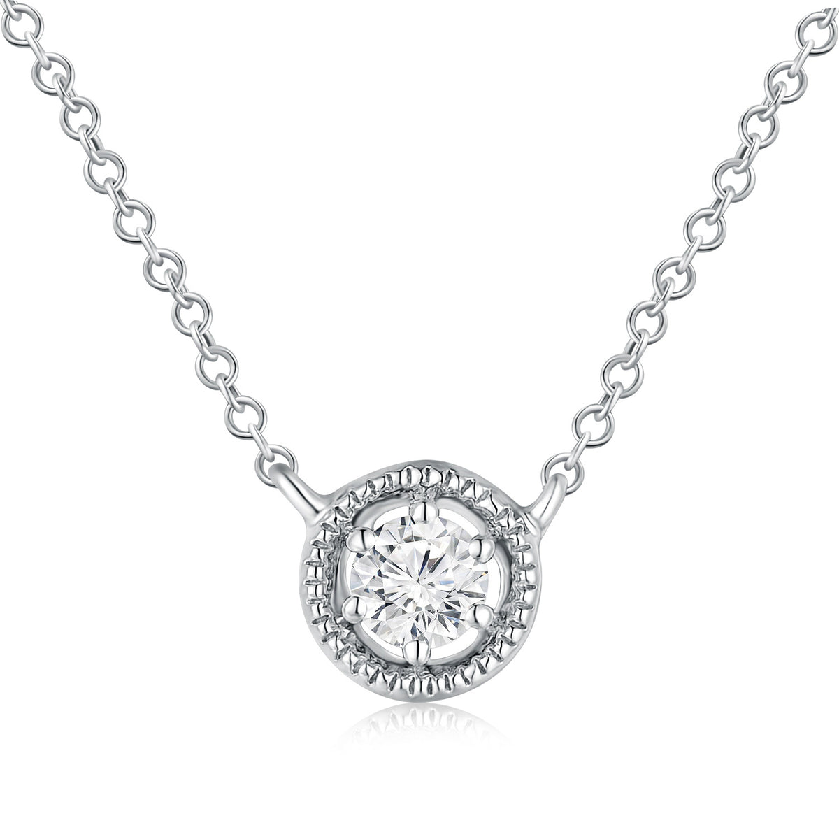 18K White Gold Diamond Pendant Necklace