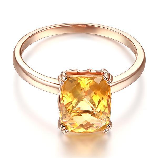 14K Rose Gold Wedding Promise Anniversary Engagement Ring Yellow Citrine MKR7094