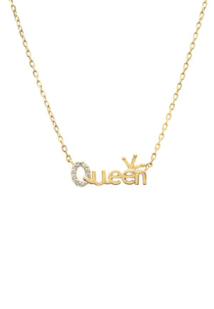 Queen Is the Word Necklace Gold