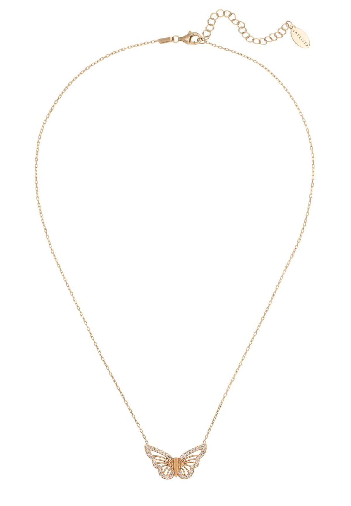 Filigree Butterfly Necklace Rosegold