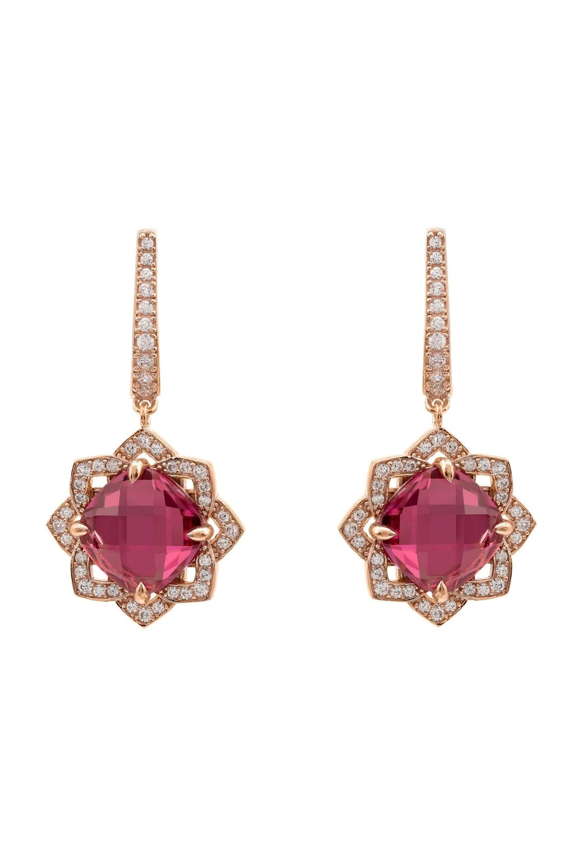 Lilian Flower Gemstone Earrings Rosegold Pink Tourmaline