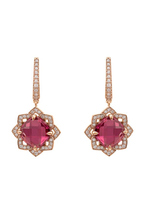 Lilian Flower Gemstone Earrings Rosegold Pink Tourmaline