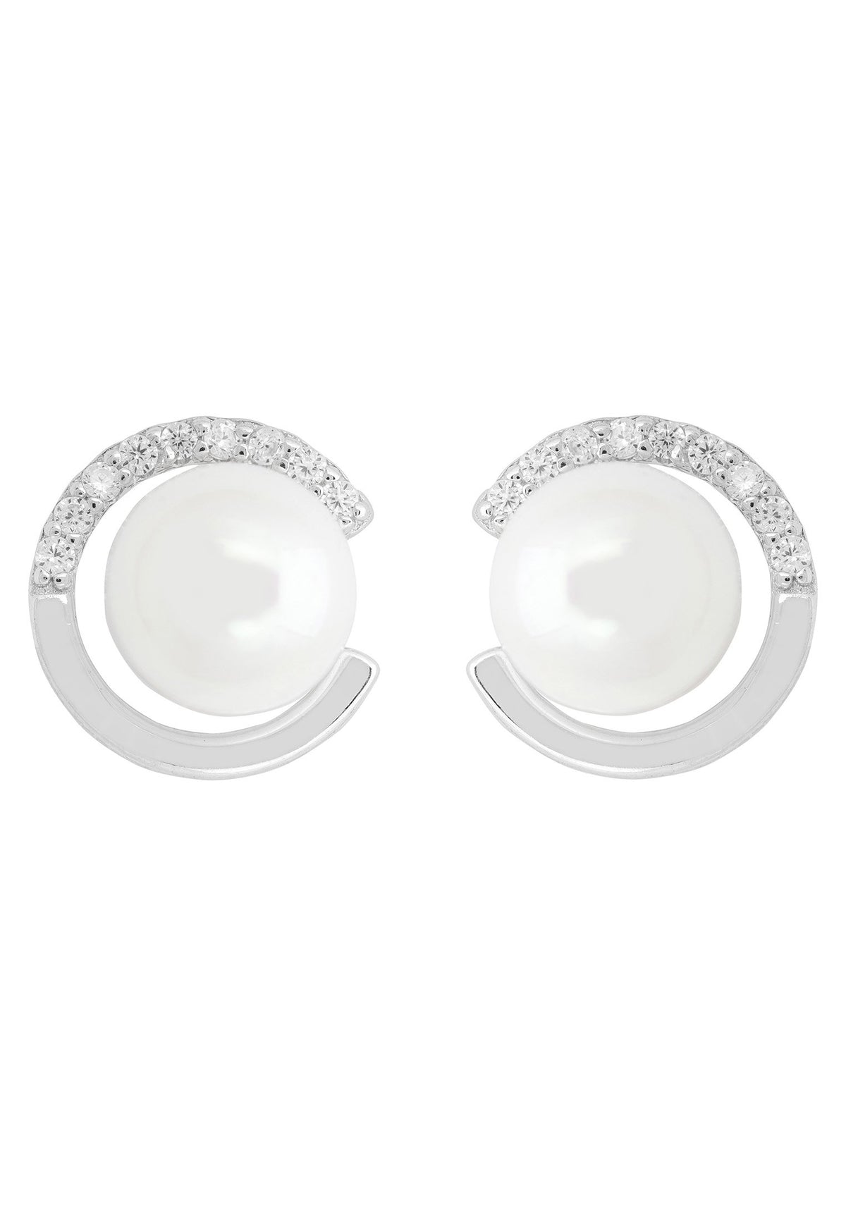 Pearl Halo Stud Earring Silver