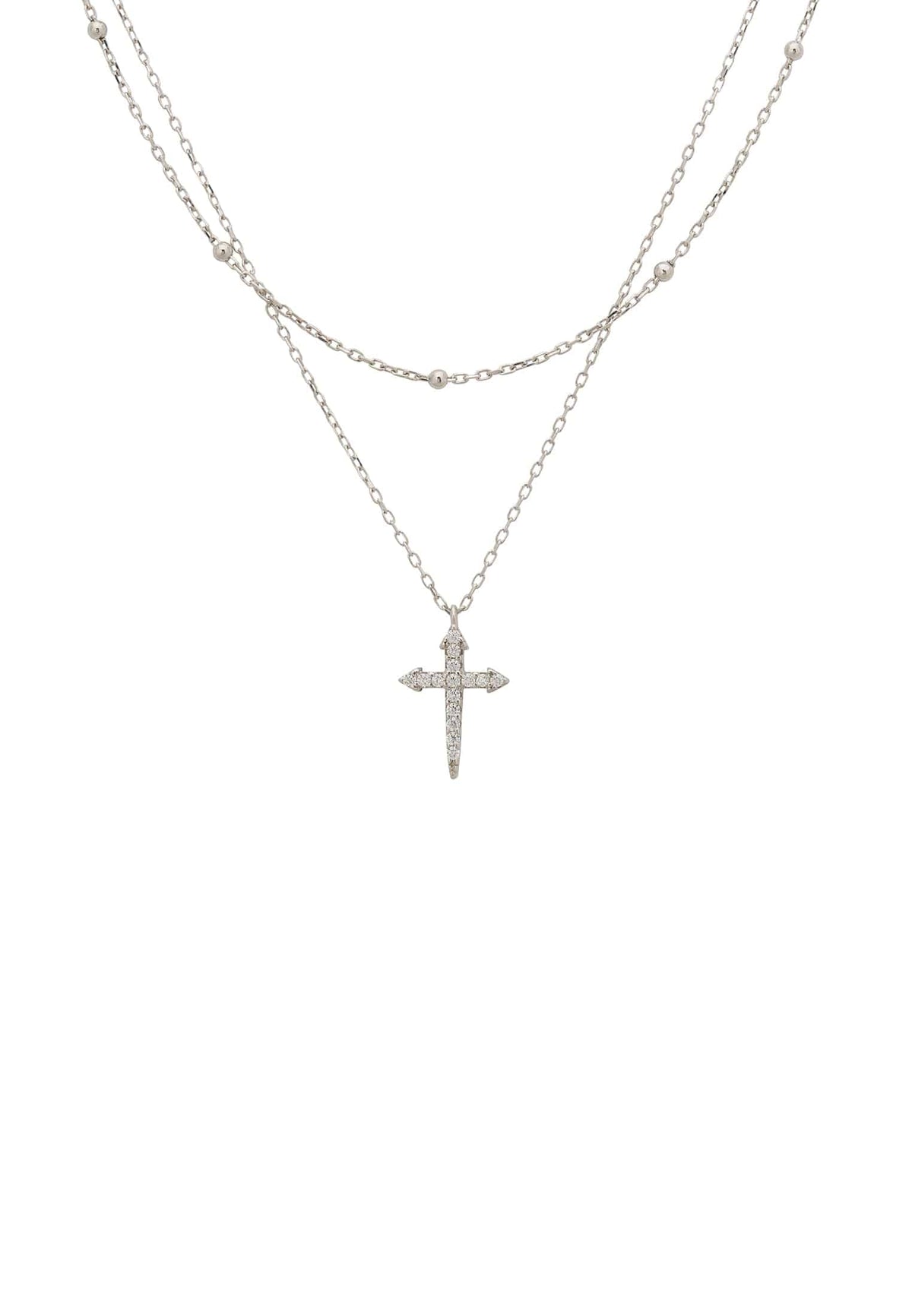 Double Strand Cross Choker Silver