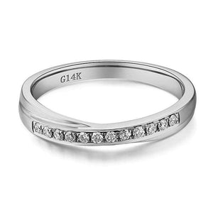 14K White Gold Women Wedding Band Ring 0.14 Ct Diamonds