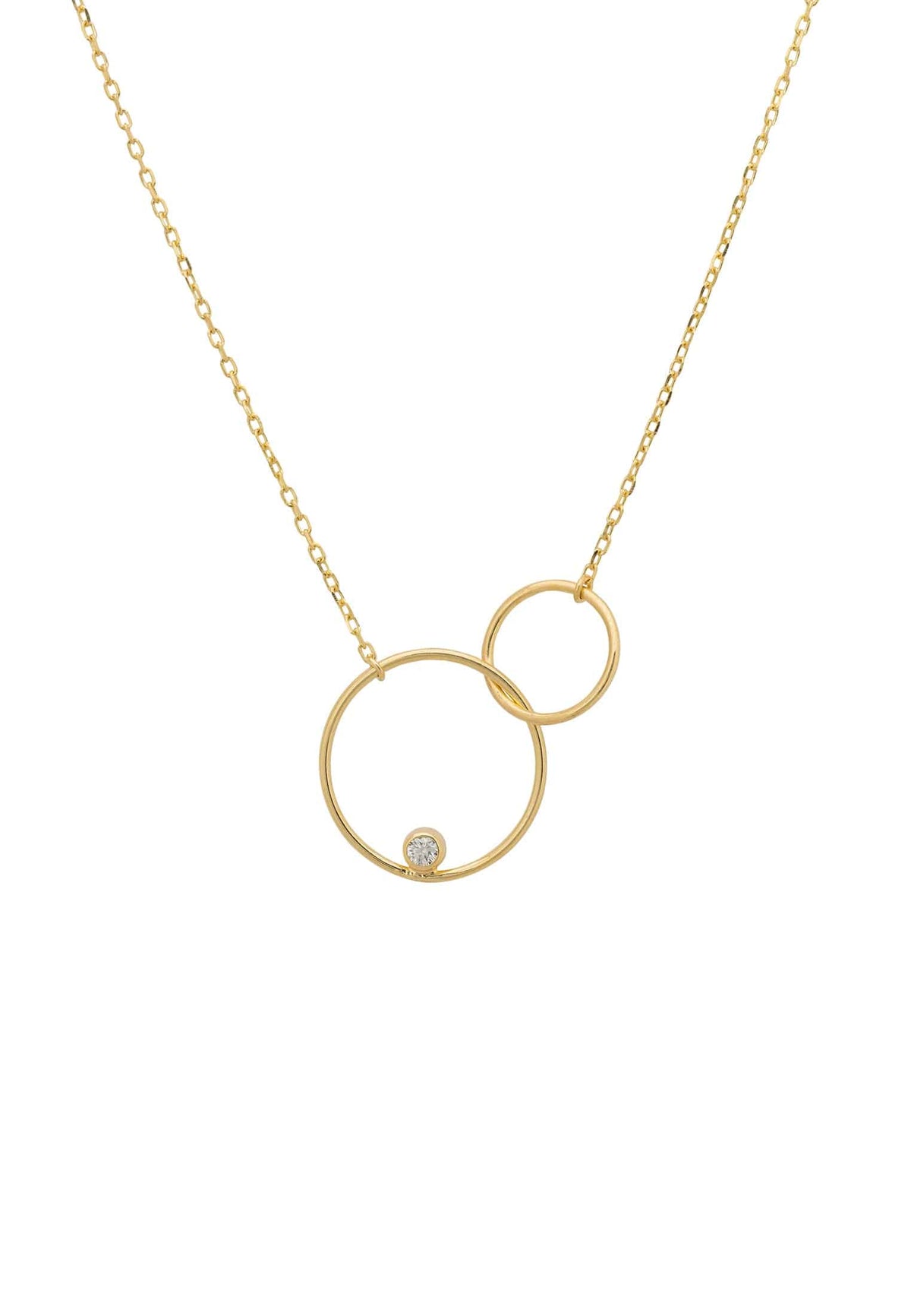 Linked Halo Circle Necklace Gold