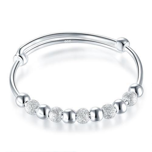 Solid 999 Silver Bangle Bracelet Baby Gift Adjustable Size MXFB8001