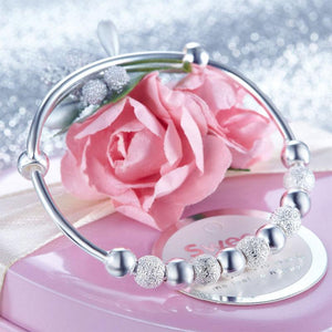 Solid 999 Silver Bangle Bracelet Baby Gift Adjustable Size MXFB8001