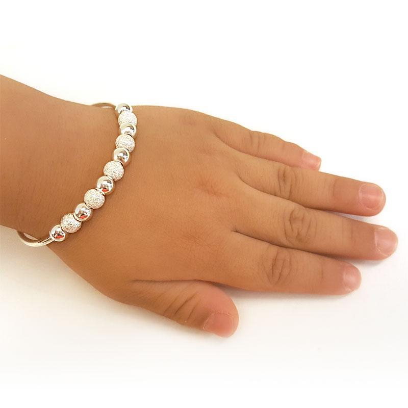 Solid 999 Silver Bangle Bracelet Baby Gift Adjustable Size MXFB8001