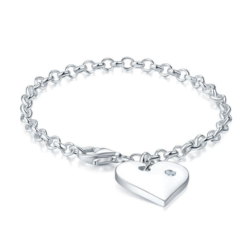 Kids Girl Gift Children Jewelry Solid 925 Sterling Silver Dangle Heart Bracelet MXFB8006