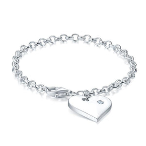 Kids Girl Gift Children Jewelry Solid 925 Sterling Silver Dangle Heart Bracelet MXFB8006