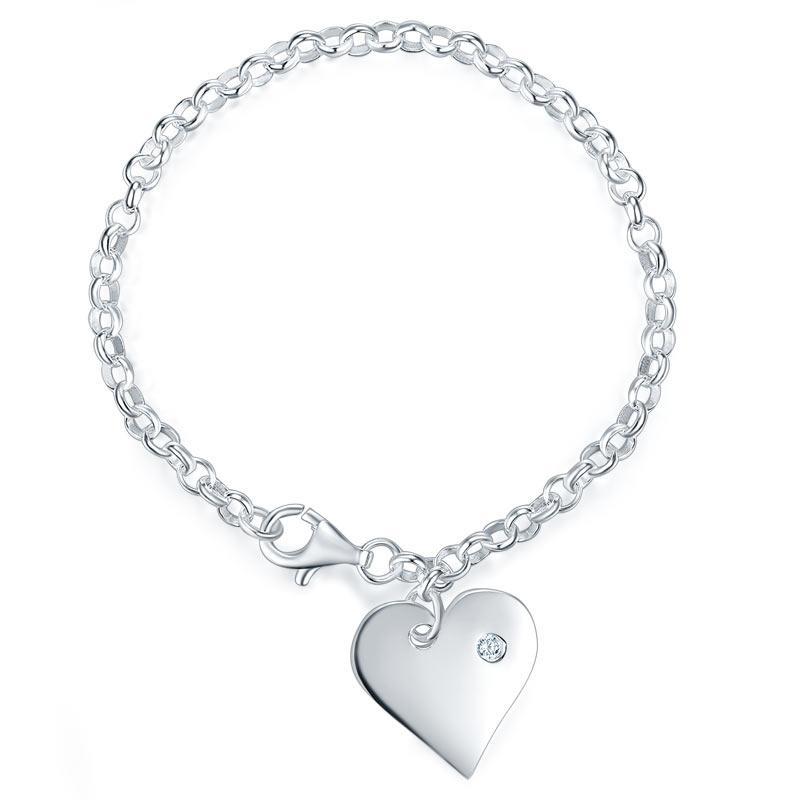 Kids Girl Gift Children Jewelry Solid 925 Sterling Silver Dangle Heart Bracelet MXFB8006