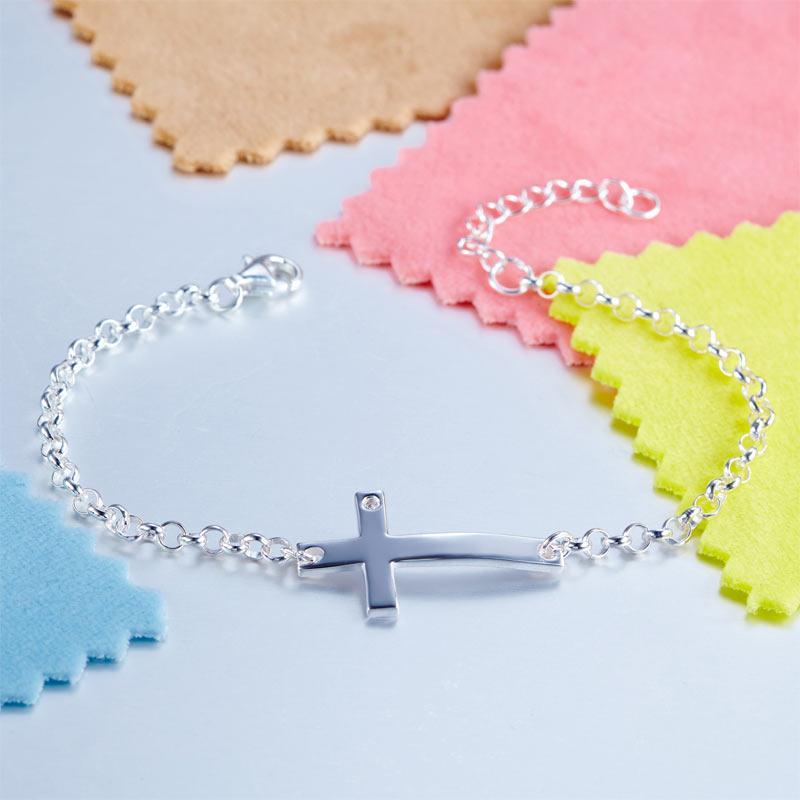 Kids Girl Gift Children Jewelry Solid 925 Sterling Silver Cross Bracelet MXFB8008