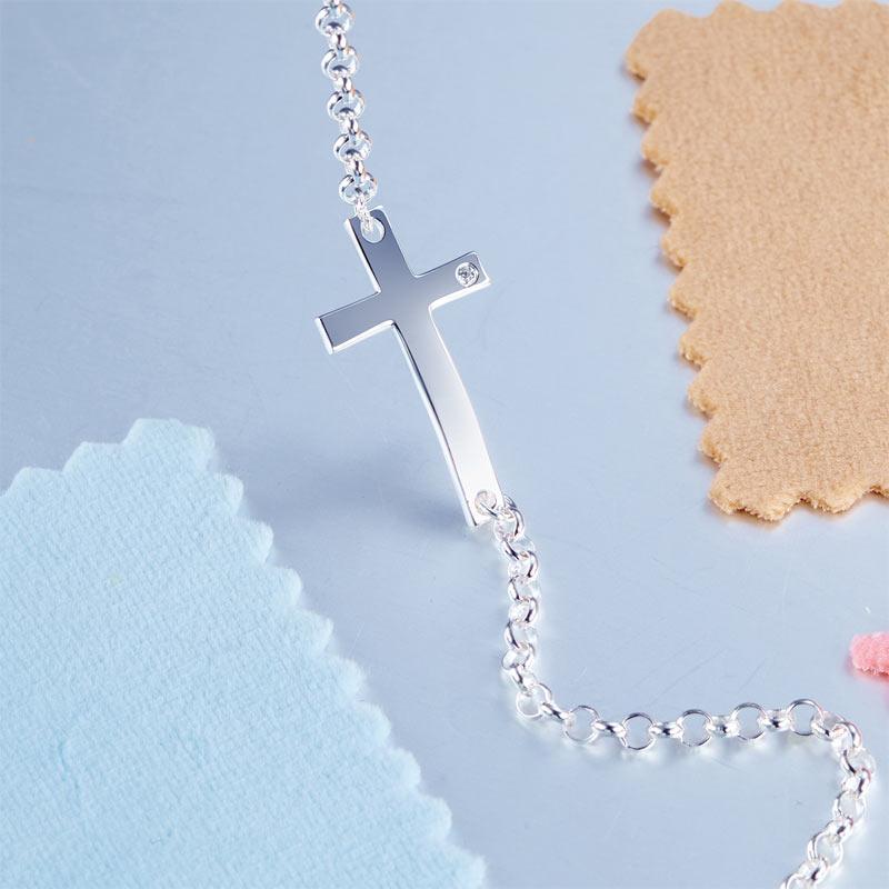 Kids Girl Gift Children Jewelry Solid 925 Sterling Silver Cross Bracelet MXFB8008
