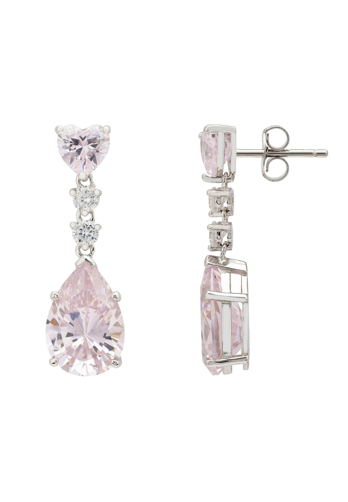 Augusta Morganite Teardrop Earrings Silver