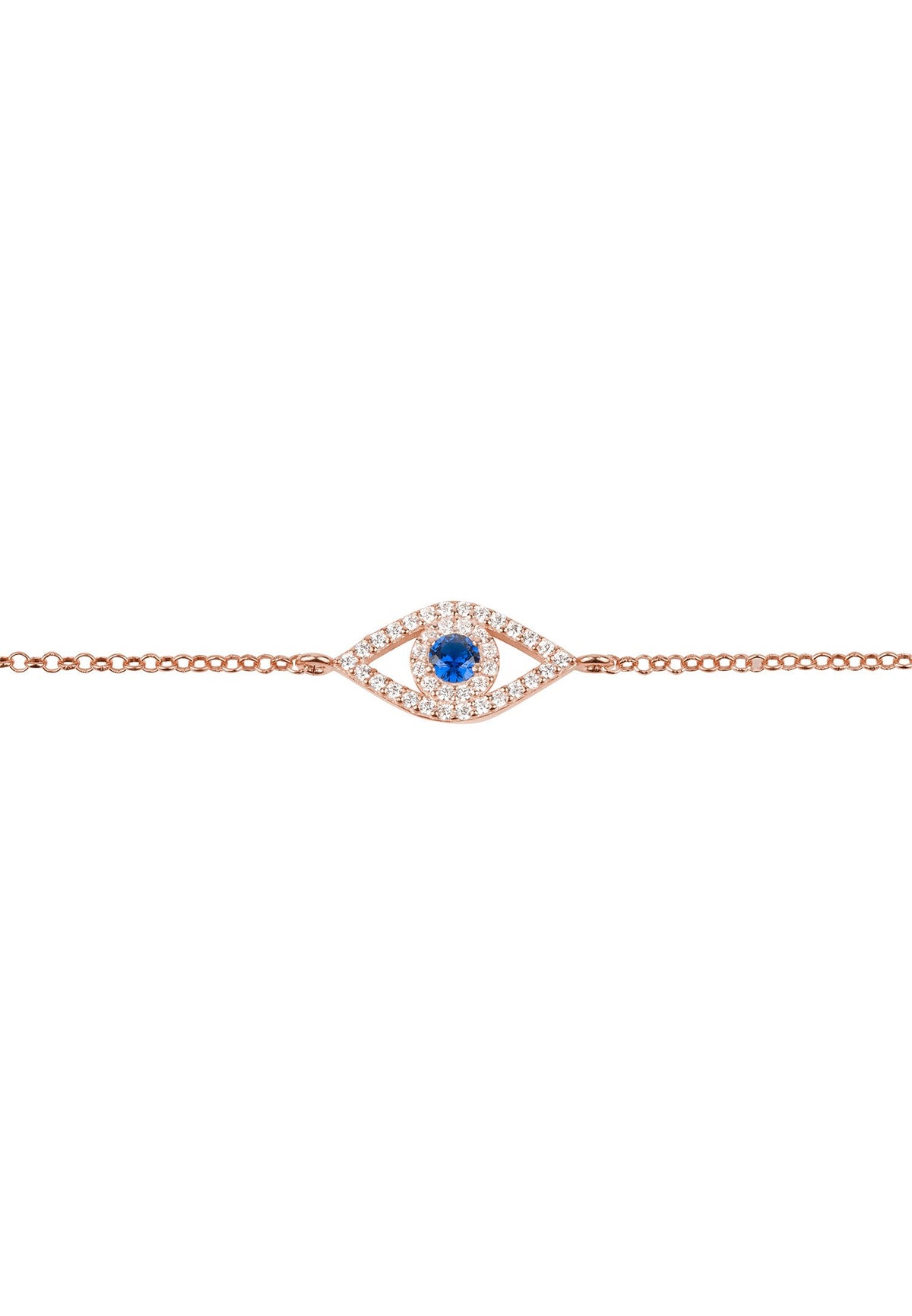 Evil Eye Elliptical Bracelet Blue Rosegold