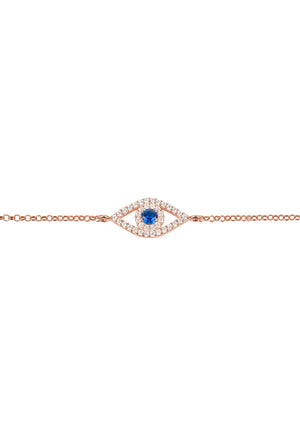 Evil Eye Elliptical Bracelet Blue Rosegold
