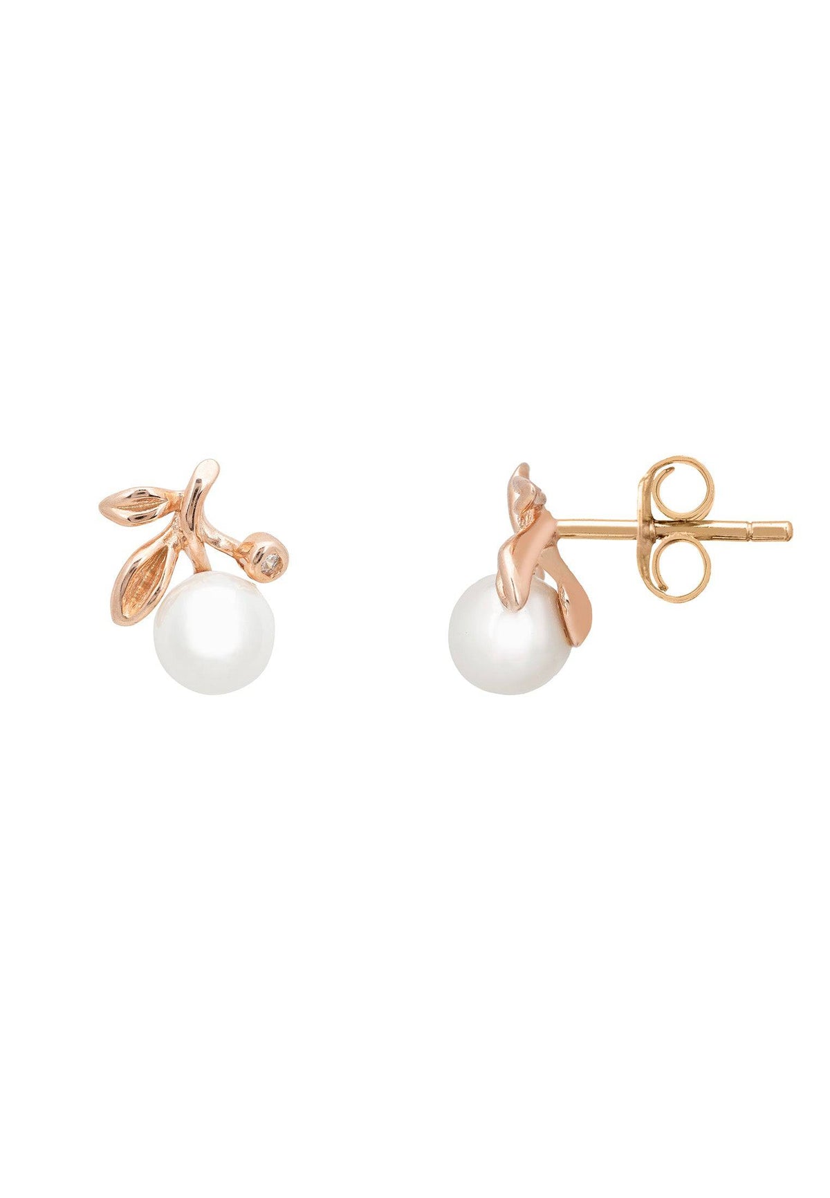 Rosebud Pearl Stud Earring Rosegold