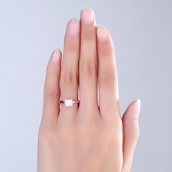 14K Rose Gold 1 Carat Princess Cut Moissanite Diamond Wedding Engagement Ring MKR7044