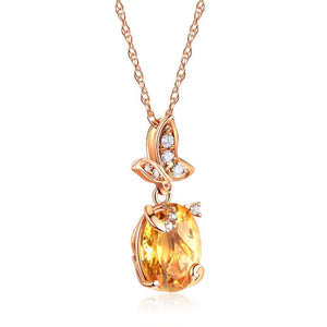 14K Rose Gold Citrine Butterfly Pendant MKN7002CT