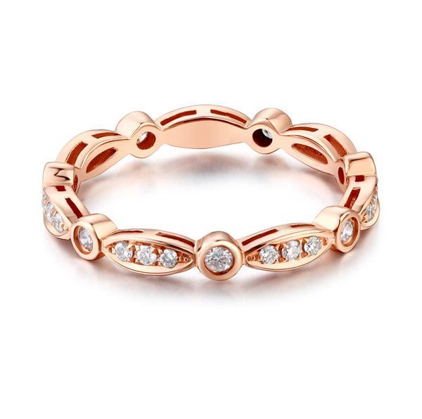 14K Rose Gold Wedding Band Ring 0.3Ct Natural Diamonds Art Deco Vintage Style MKR7070