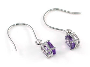 2 Carat Genuine Purple Amethyst 925 Sterling Silver Dangle Fine Earrings MXFE8001