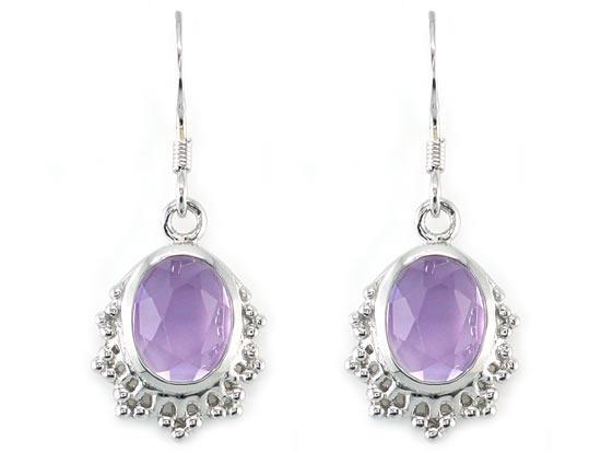 5 Carat Genuine Purple Oval Cut Amethyst 925 Sterling Silver Dangle Fine Earrings MXFE8006