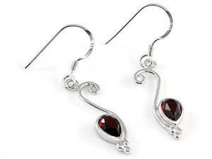1.5 Carat Genuine Dark Red Garnet 925 Sterling Silver Dangle Fine Earrings MXFE8007