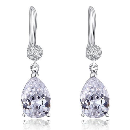 4 Carat Pear Cut Created Zirconia 925 Sterling Silver Dangle Earrings MXFE8012