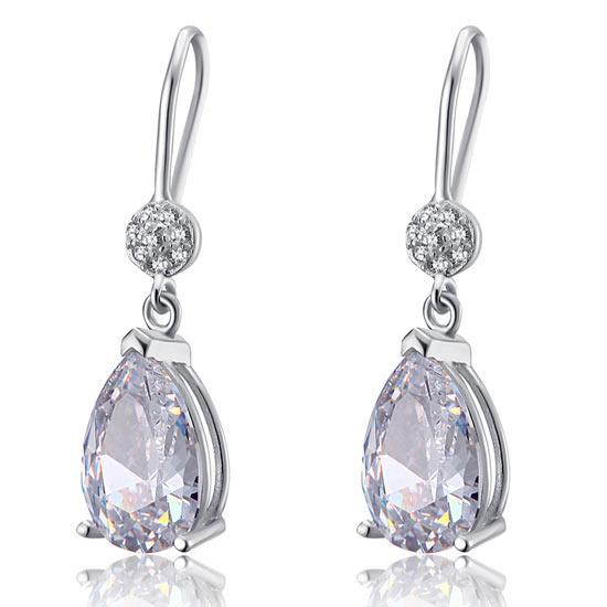 4 Carat Pear Cut Created Zirconia 925 Sterling Silver Dangle Earrings MXFE8012