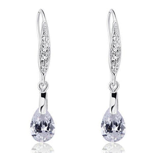 2 Carat Pear Cut Created Zirconia 925 Sterling Silver Dangle Earrings MXFE8018