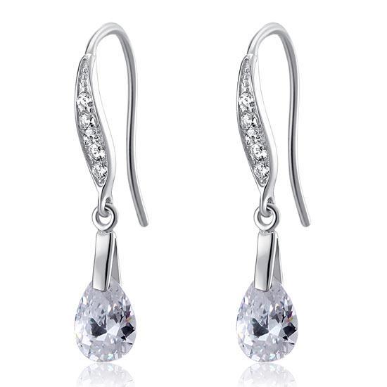2 Carat Pear Cut Created Zirconia 925 Sterling Silver Dangle Earrings MXFE8018