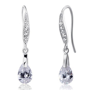 2 Carat Pear Cut Created Zirconia 925 Sterling Silver Dangle Earrings MXFE8018