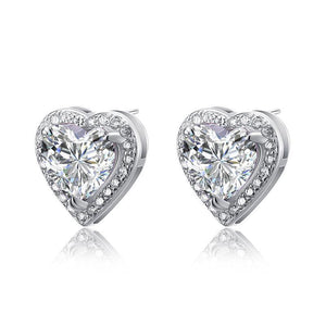 3 Carat Created Zirconia 925 Sterling Silver Heart Stud Earrings MXFE8021