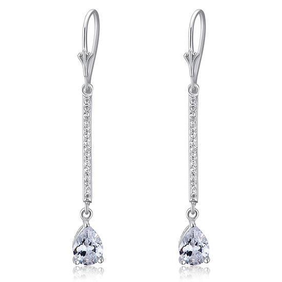 1 Carat Pear Cut Created Zirconia  925 Sterling Silver Dangle Earrings MXFE8025