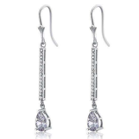 1 Carat Pear Cut Created Zirconia  925 Sterling Silver Dangle Earrings MXFE8025