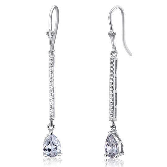 1 Carat Pear Cut Created Zirconia  925 Sterling Silver Dangle Earrings MXFE8025
