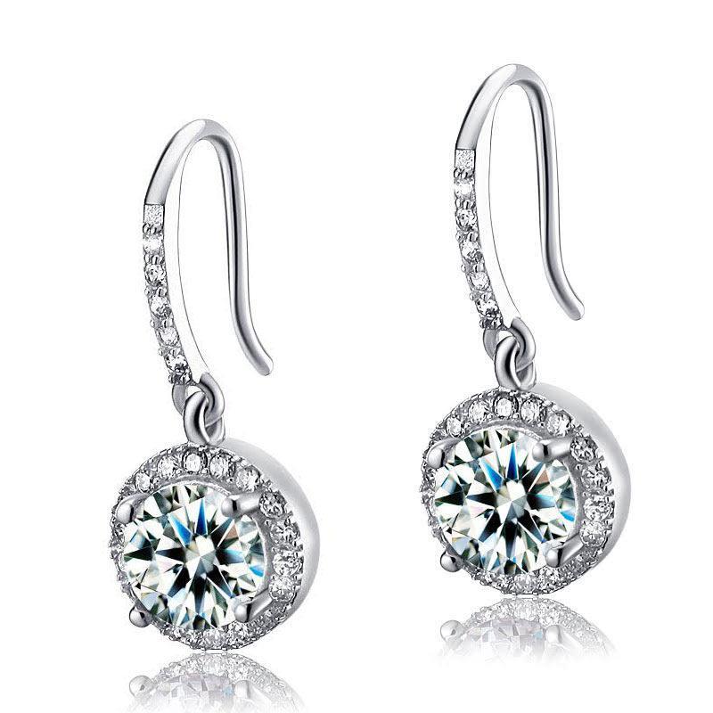 1.5 Carat Created Zirconia 925 Sterling Silver Dangle Earrings MXFE8026