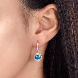 1.5 Carat Created Blue Topaz 925 Sterling Silver Dangle Earrings MXFE8027