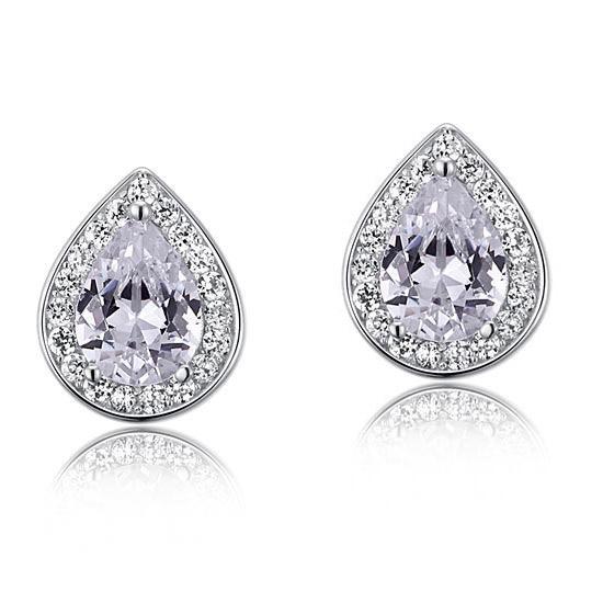 1 Carat Pear Cut Created Zirconia 925 Sterling Silver Stud Earrings MXFE8032