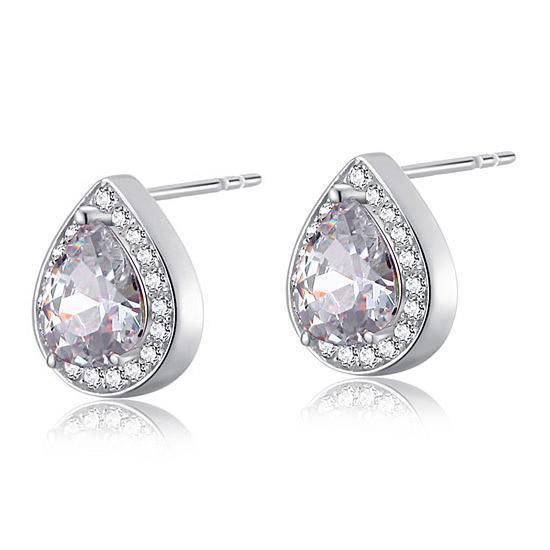 1 Carat Pear Cut Created Zirconia 925 Sterling Silver Stud Earrings MXFE8032