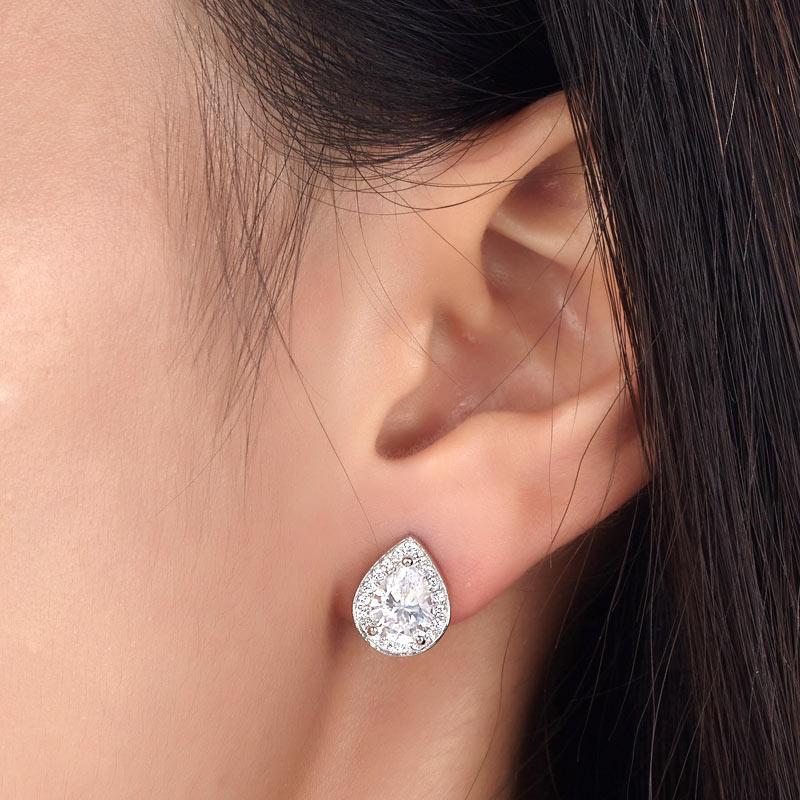 1 Carat Pear Cut Created Zirconia 925 Sterling Silver Stud Earrings MXFE8032