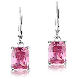 4 Carat Pink Created Sapphire 925 Sterling Silver Dangle Earrings MXFE8036