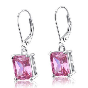 4 Carat Pink Created Sapphire 925 Sterling Silver Dangle Earrings MXFE8036