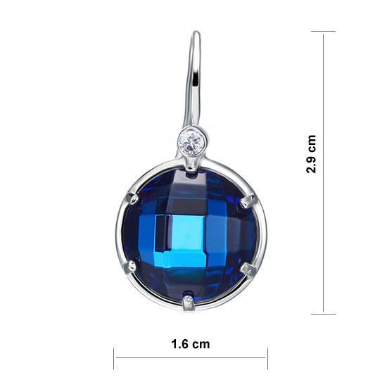 Sterling 925 Silver Navy Blue Created Topaz Dangle MXFE8058