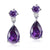3 Carat Pear Cut Created Purple Sapphire 925 Sterling Silver Dangle Earrings MXFE8059