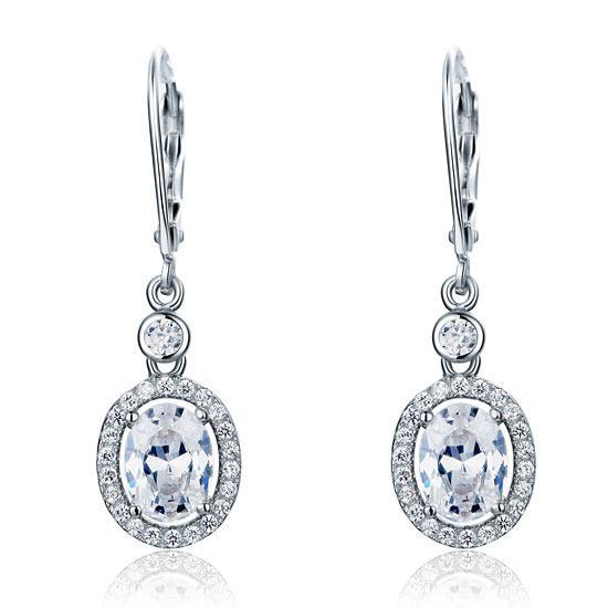 1.5 Carat Oval Cut Created Zirconia 925 Sterling Silver Dangle Earrings MXFE8061