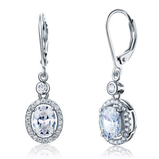 1.5 Carat Oval Cut Created Zirconia 925 Sterling Silver Dangle Earrings MXFE8061